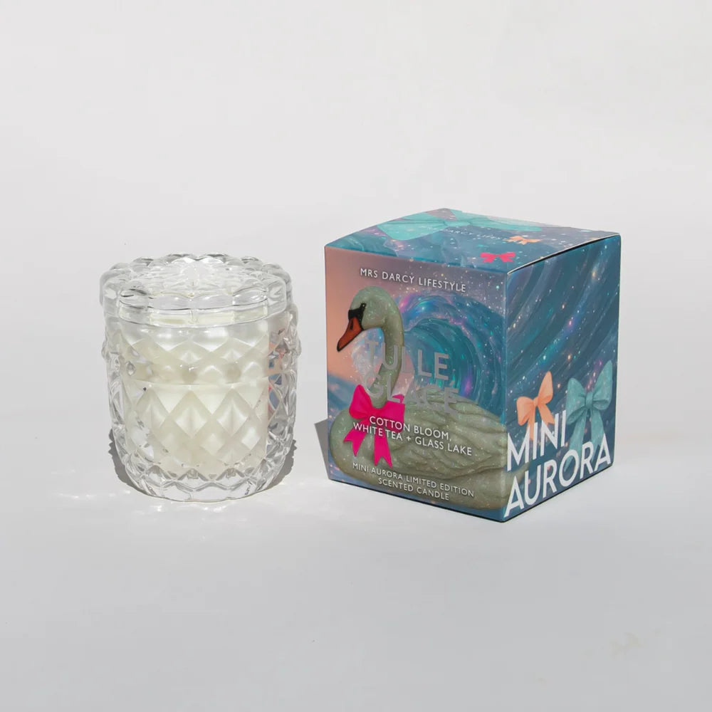 MINI CANDLE TULLE GLACÉ - COTTON BLOOM, WHITE TEA + GLASS LAKE