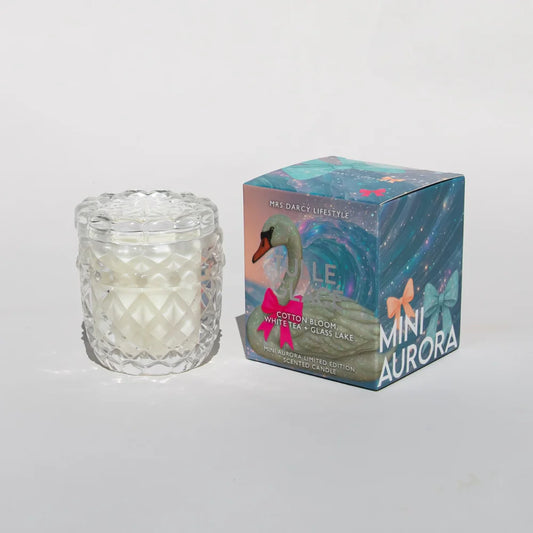 MINI CANDLE TULLE GLACÉ - COTTON BLOOM, WHITE TEA + GLASS LAKE